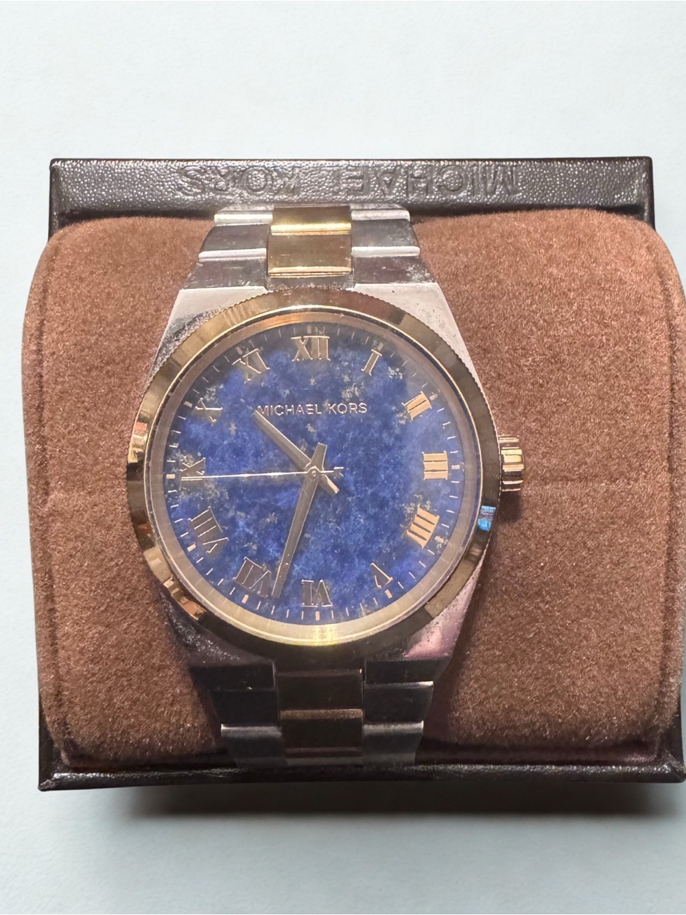 Michael Kors Women’s ie unisex Two-Tone Blue Marble Dial Stainless Steel Watch
